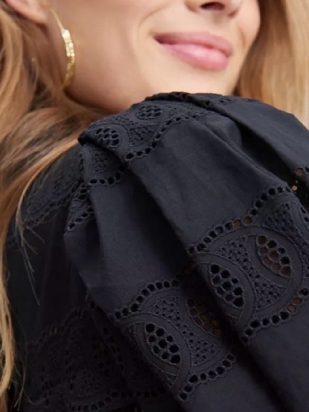 Anthropologie Othilia Idina Eyelet Top Black Size M NWT - Picture 4 of 11
